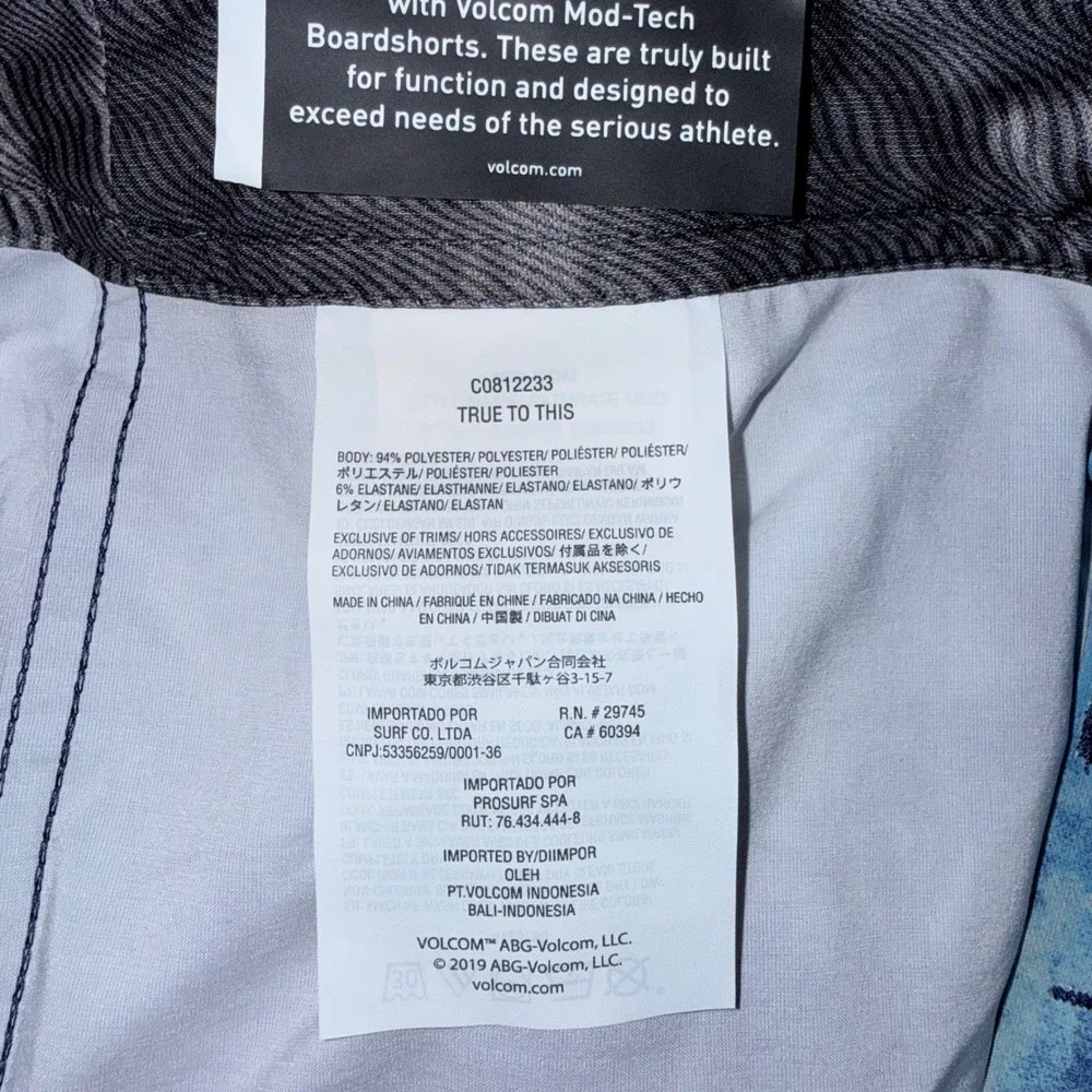 Volcom Boys 29‎ 18 Blue Tie Die Board Shorts Unlined Swim Shorts NWT